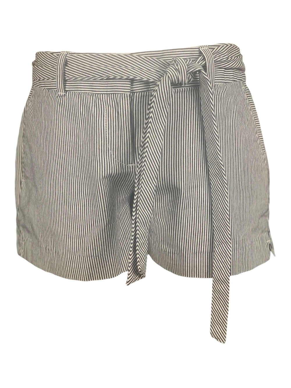 Loft White and Navy Vertical Striped Preppy Chino Shorts‎ with Tie Waist Size 0